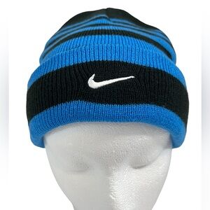 NEW Nike Slouchy Toboggan Beanie Hat - Blue/Black Stripes